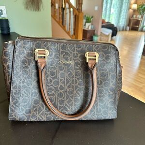 Calvin Klein Brown Monogram Satchel Bag